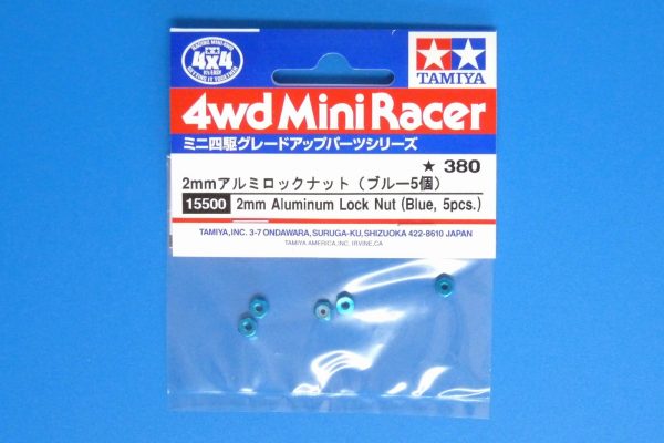 TOYz BAR☆ミニ四駆GUP 15500 2mmアルミロックナット（ブルー5個）。パッケージ写真。