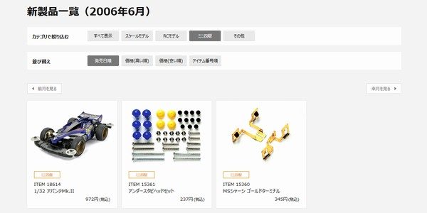 TOYz BAR☆タミヤ公式サイトのリニューアルで過去の新商品一覧が増えた？